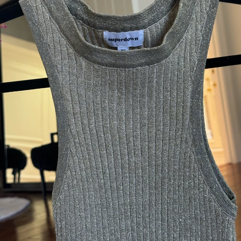 superdown Metallic Gold Ribbed Tank - Picture 5 of 6